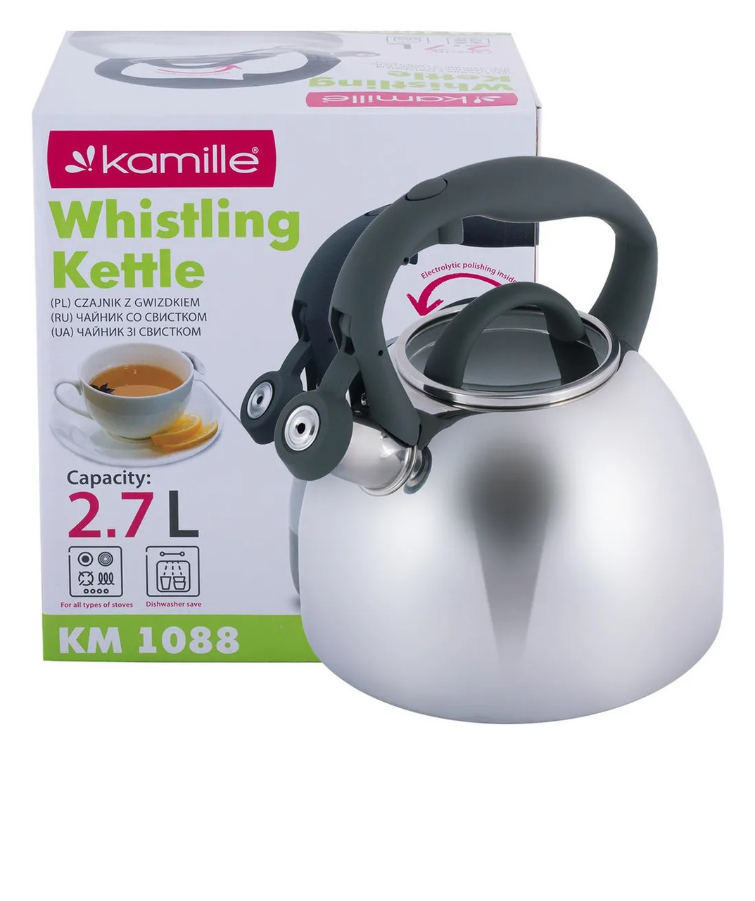 Kamille / Чайник 2,7 л. из нержавеющей стали со свистком