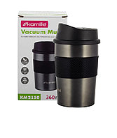 Термокружка Kamille 360 мл. из нержавеющей стали с TPR вставкой