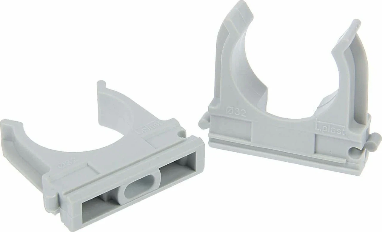 Крепеж-клипса серая d16 для труб гофрированных