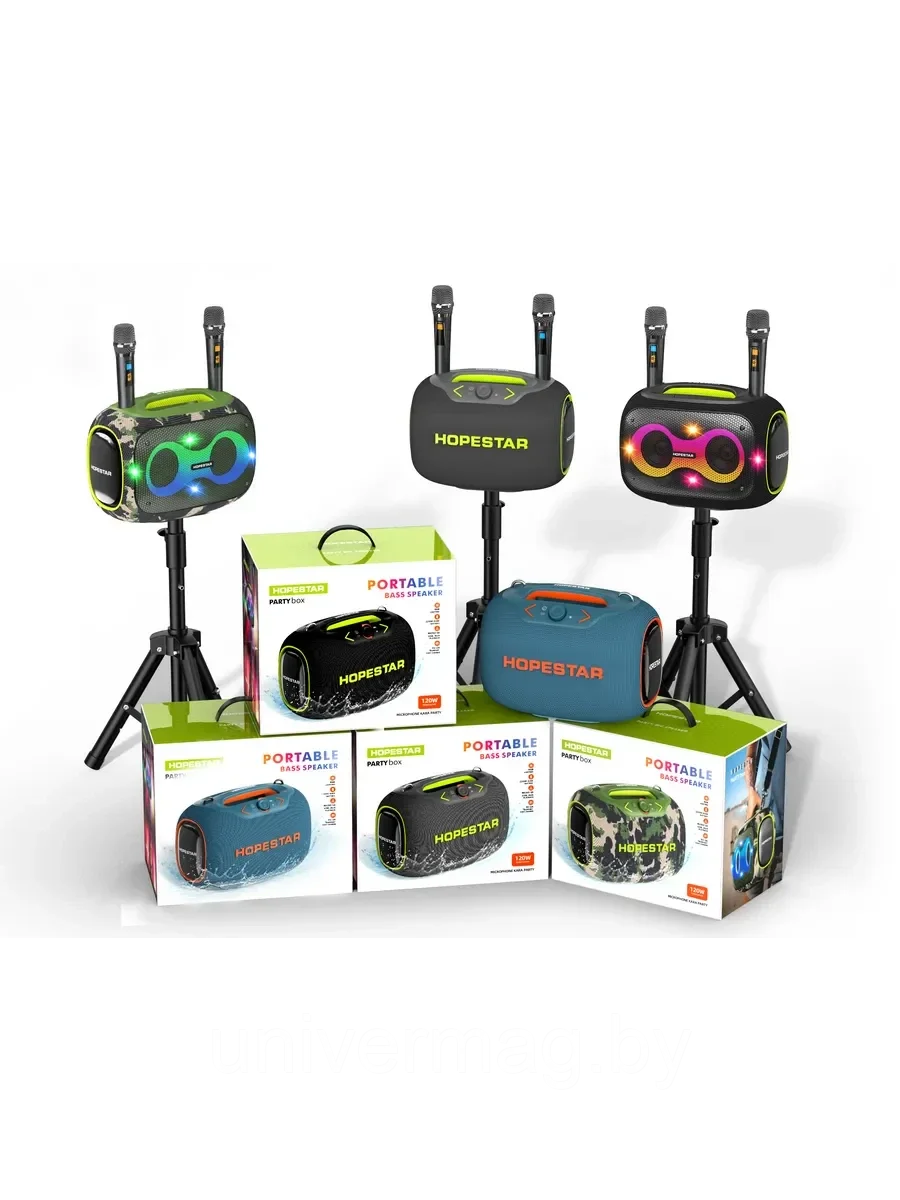 Колонка портативная музыкальная Bluetooth Hopestar PARTY BOX 120W