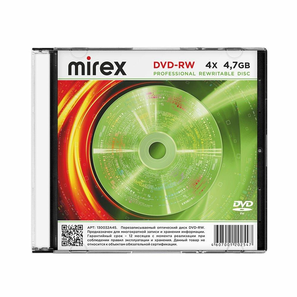 Диск DVD-RW Mirex, 4.7GB, 4x, Slim Сase (1 штука)