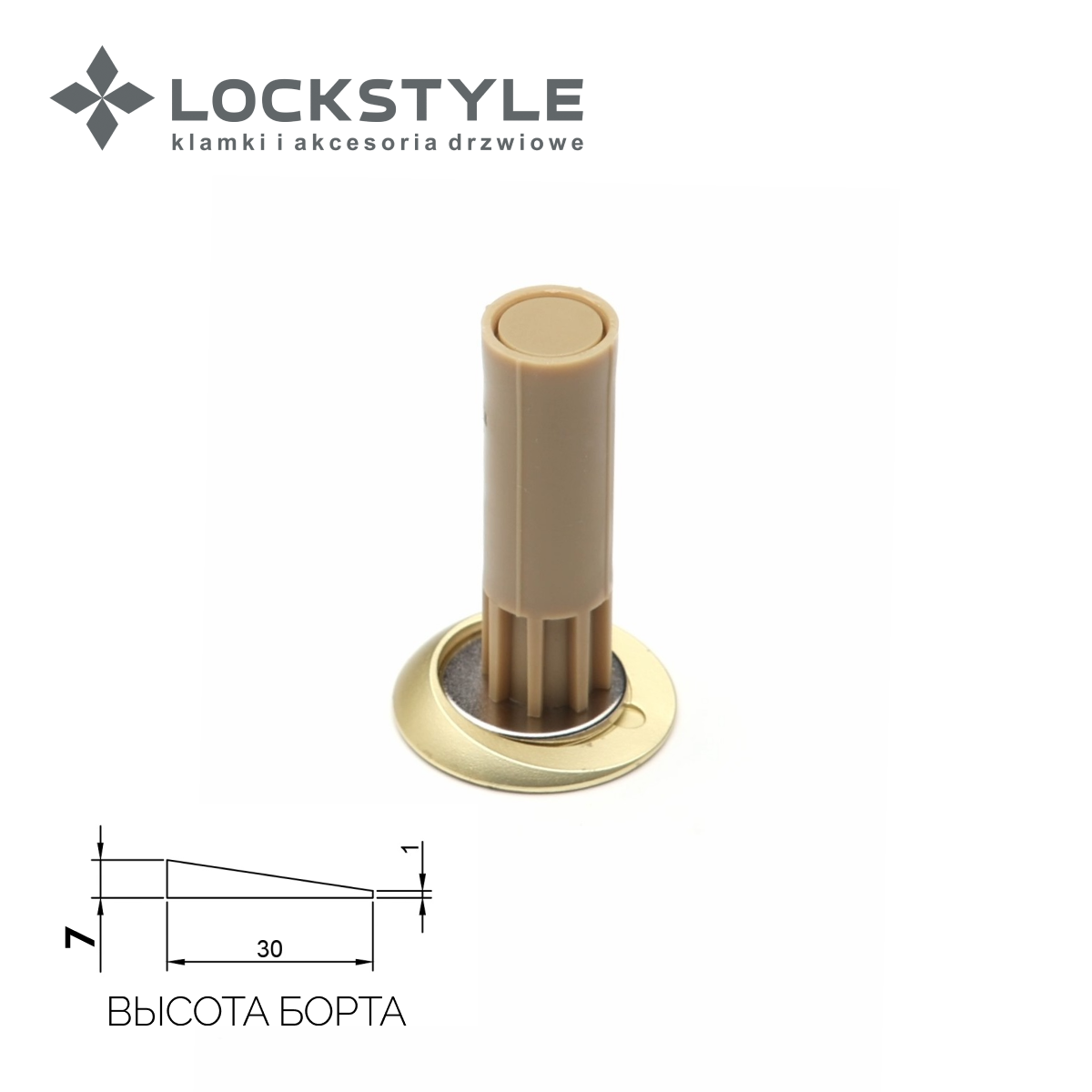 Дверной ограничитель магнитный, скрытый LOCKSTYLE модель STOPPINO Mod. 2 GOLD (матовое золото), 7 мм