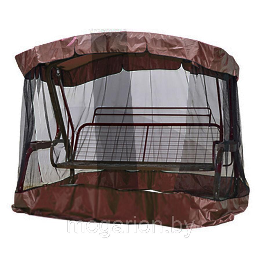 Тент крыша с противомоскитной сеткой для садовых качелей Ранго коричневый
