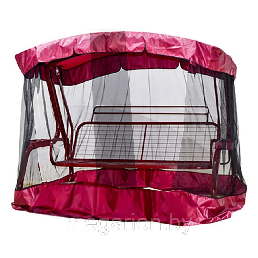 Тент крыша с противомоскитной сеткой для садовых качелей Ранго бордовый