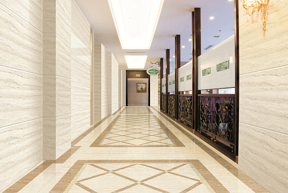 Керамогранит бежевый травертин White Travertine 60x120x13 мягкая полировка структурный