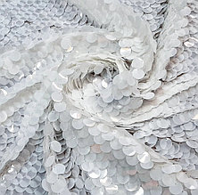 Сетка с крупными пайетками 17 мм (белый цвет)