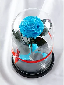 Бирюзовая Роза в колбе 28 см, Turquoise Premium