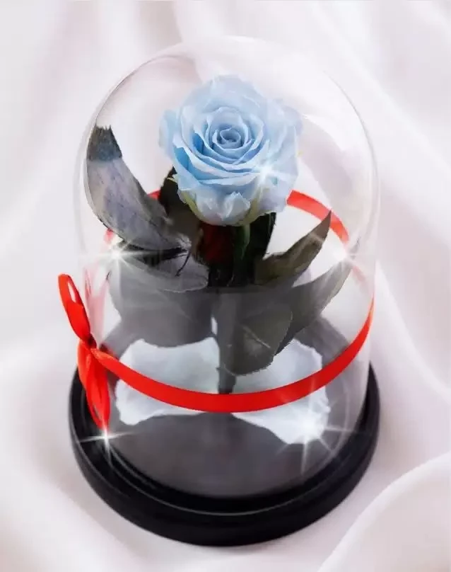 Роза в колбе 28 см, Baby Blue Elegant