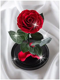 Красная роза в колбе 28 см, Romantic Red King