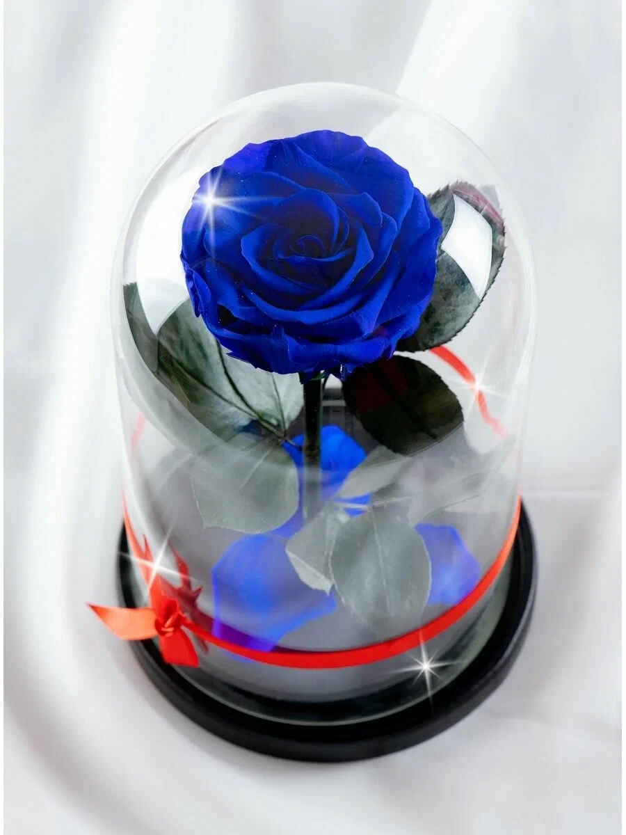 Синяя роза в колбе 28 см, Royal Blue King