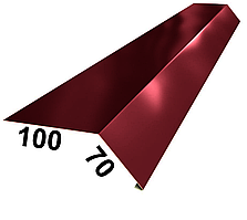 Карнизная планка (капельник) RAL3005 бордовый 100Х70 мм