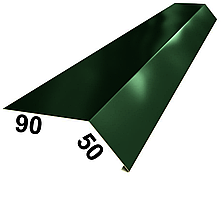 Карнизная планка (капельник) RAL6005 зеленый мох 90Х50 мм