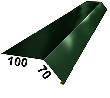 Карнизная планка (капельник) RAL6005 зеленый мох 100Х70 мм