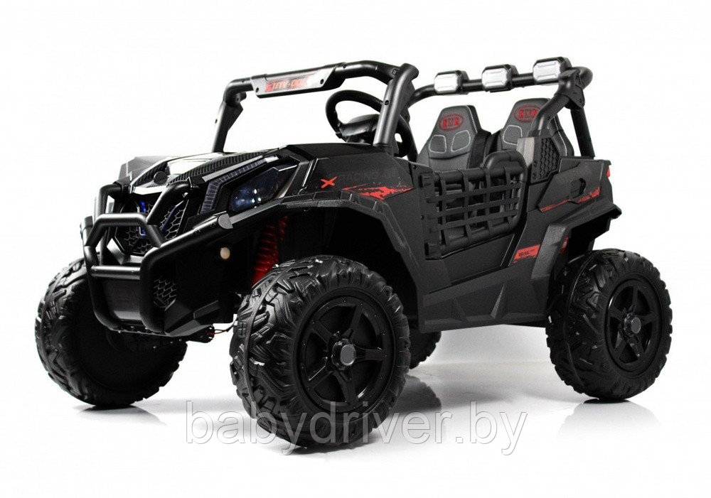 Детский электромобиль RiverToys K777KK LUX 4WD (чёрный) Buggy Полноприводный, двухместный