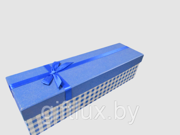 Коробка подарочная с бантом "Клетка" 9*9*33 см (под бутылку)