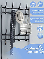 Вешалка напольная металлическая для одежды и обуви (черная), фото 3
