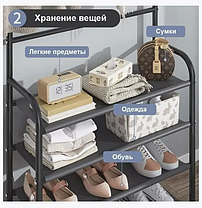 Вешалка напольная металлическая для одежды и обуви (черная), фото 2