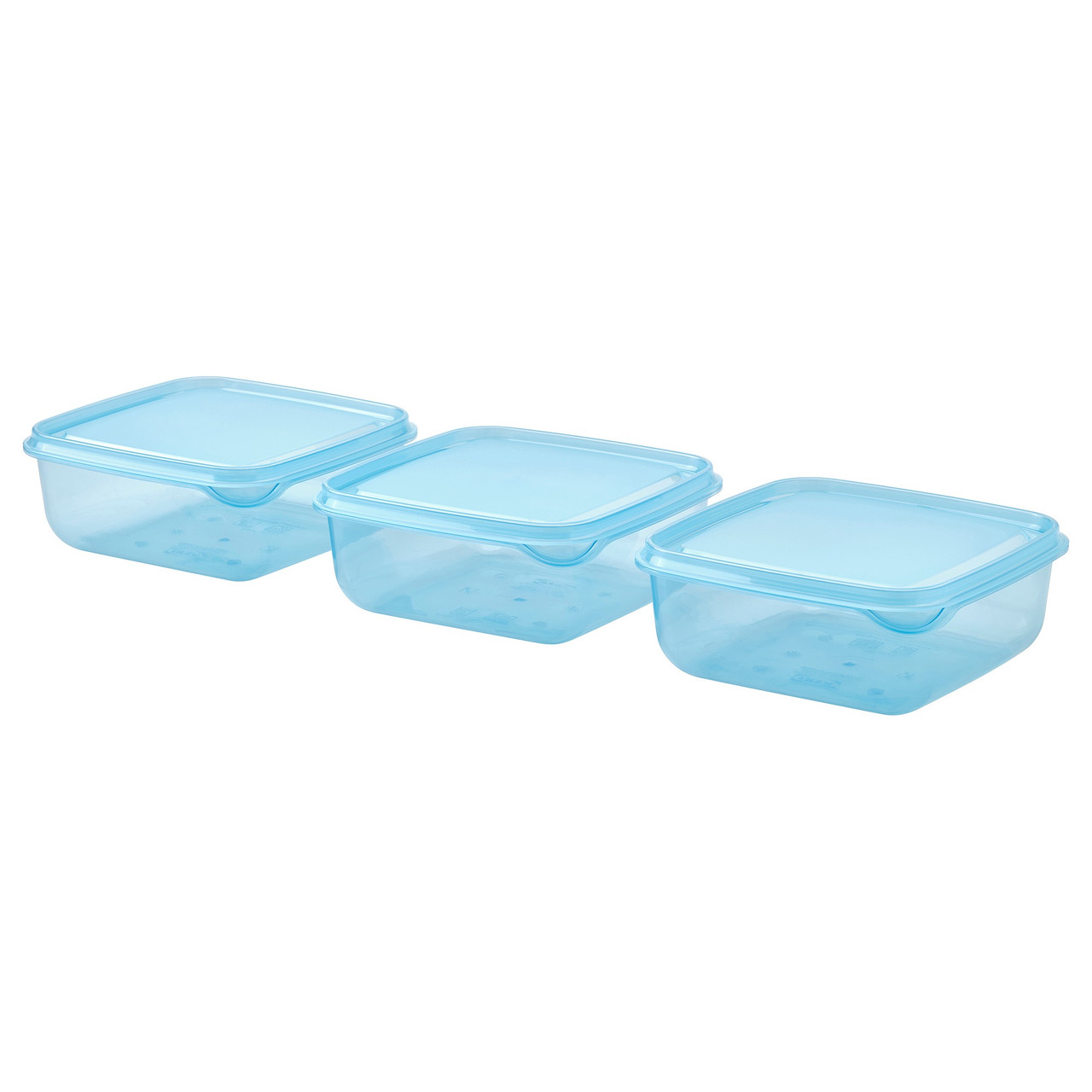 IKEA/ ПРУТА контейнер для продуктов с крышкой, синий, 0.6 л 3шт