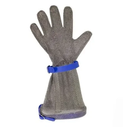 Перчатка кольчужная с нарукавником 15 см, размер M, красный ремешок, фото 2