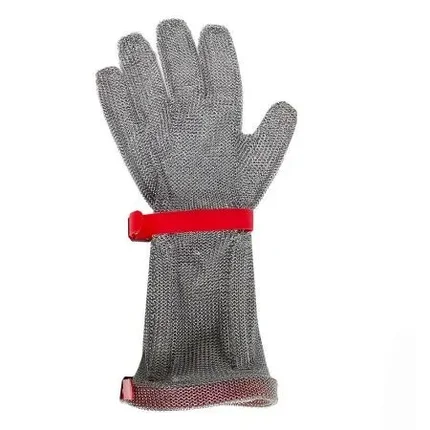 Перчатка кольчужная с нарукавником 15 см, размер M, красный ремешок, фото 2