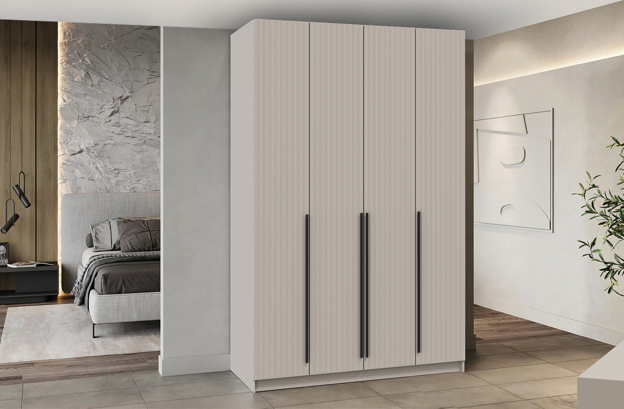 ШКАФ ДЛЯ ОДЕЖДЫ 67.09 "БРАНДО" (4-Х ДВ.) (H2500) КАШЕМИР / ДВПО: БЕЛЫЙ / ФАСАД: МДФ С ПВХ КАШЕМИР)