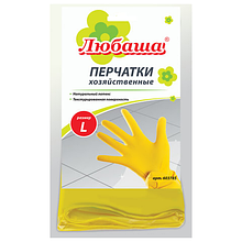 Перчатки хоз.латексные ЛЮБАША, с х/б напылением, рифленая ладонь, размер L (большой), 603785
