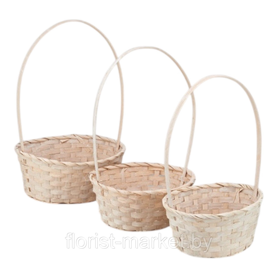 Набор овальных корзин, 3 шт (D22, D24, D27 см), белый