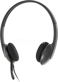 Гарнитура Logitech H340, для контактных центров, накладные, проводные, черный [981-000509]