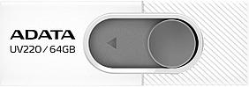 USB2.0 64Gb ADATA UV220 (AUV220-64G-RWHGY) USB 3.2 Type-A, пластик, выдвижной механизм, белый/серый