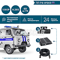Комплект видеонаблюдения для автомобиля полиции с двунаправленной камерой NSCAR (запись на SD)