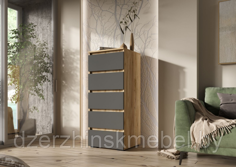 Комод Км 03 Хелен Дуб крафт золотой/Графит серый