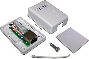 Розетка компьютерная TWT-SM1-45/S6-WH, 1 порт RJ-45 категории 6, STP, белая