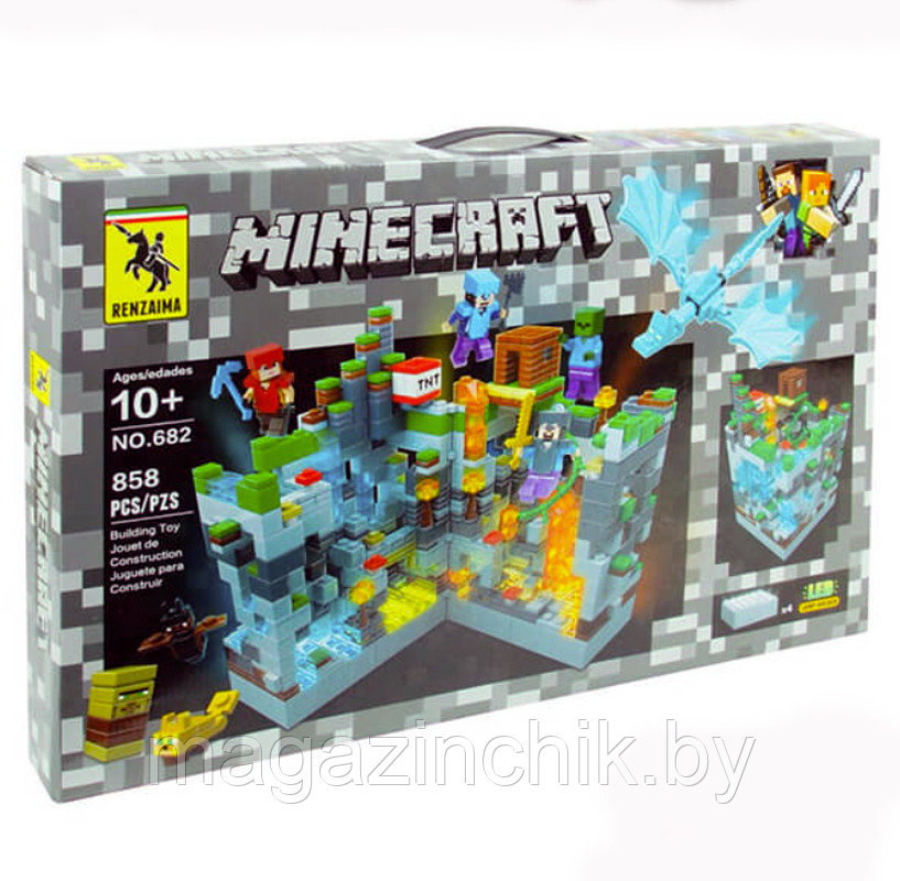 Конструктор Майнкрафт Нападение на серую крепость с подсветкой RENZAIMA 682 Minecraft