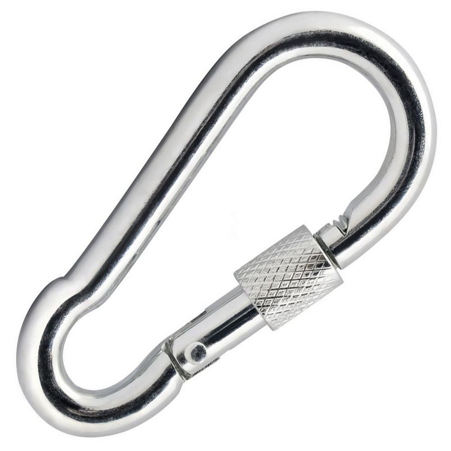 Карабин пружинный 6х60, с фиксатором, DIN 5299 D (упак/10шт) - M11668