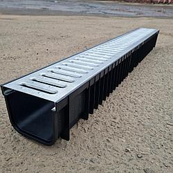 Лоток водоотводный пластиковый  DN100 с решеткой стальной