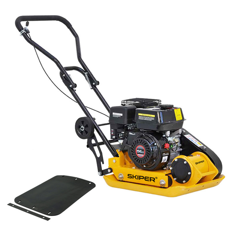 Виброплита SKIPER C90L-WM (LС200F, 6.5л.с., плита 54х42см., 15кН, 25м/мин, рез. коврик, колёса)