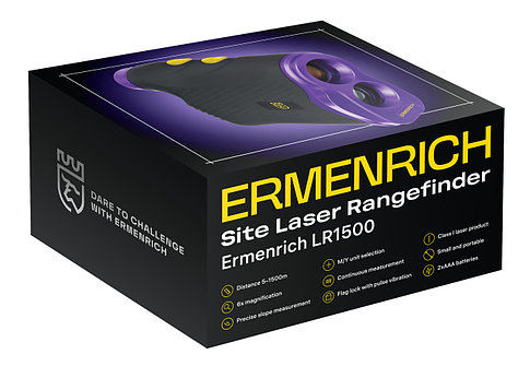 Лазерный строительный дальномер Ermenrich LR1500 (5-1500м, 6 крат, 25мм, метры/ярды, фиолетовый), фото 2