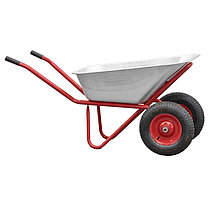 Тачка строительная BRADO 2x125 PROFI (до 125л, до 330кг, 2x4.00-8, пневмо, ось 20*100), фото 3