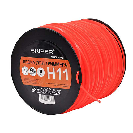 Леска SKIPER H11 (ф 3.0 мм х 250 м квадратн. сеч., оранж.) БОБИНА, фото 2