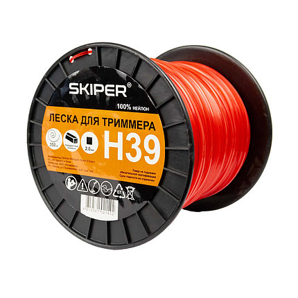 Леска SKIPER H39 (ф 2.0 мм х 350 м квадратн. сеч., красн.) БОБИНА, фото 2