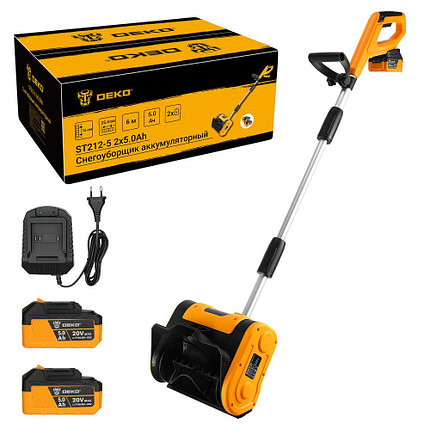 Снегоуборщик аккумуляторный DEKO ST212-5 (20В, 2х5Ач, совм Katana/Makita, 2800об/мин, 254/160мм, 6м), фото 2