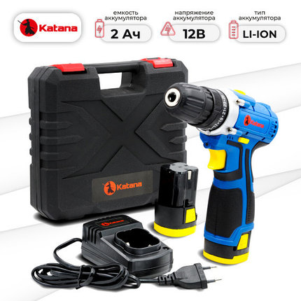 Дрель-шуруповерт аккумуляторный KATANA PROdrive 1220 (12В, 2 акк, 2,0 А/ч Li-ion, 2 ск, 19 Нм, кейс), фото 2