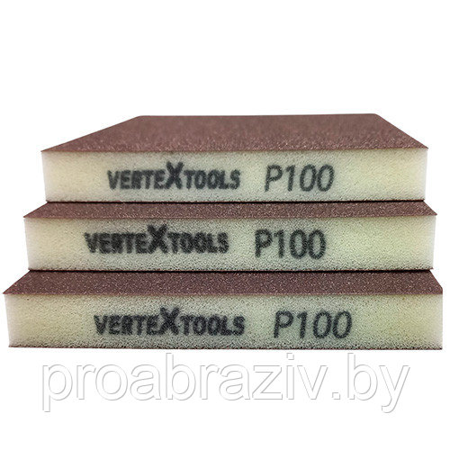 Губка абразивная шлифовальная Vertextools 120х98х13мм Р100 3шт