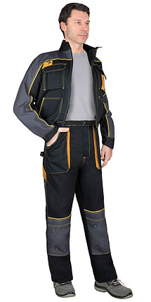 Костюм СИРИУС-АГАТ куртка, брюки, черный с темно-серым, фото 2