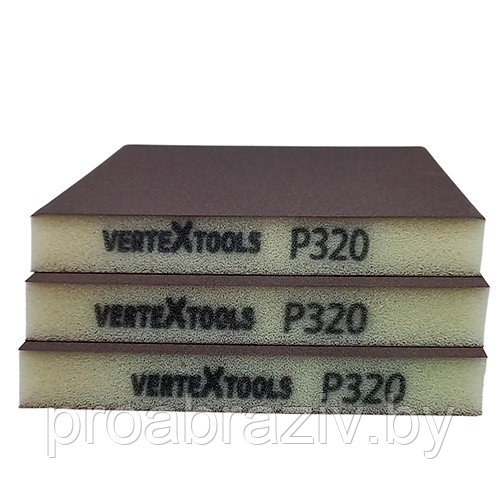Губка абразивная шлифовальная Vertextools 120х98х13мм Р320 3шт