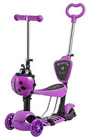 Самокат 5 в 1, самокат - беговел "Божья коровка" с ПОДНОЖКОЙ, самокат трансформер Scooter, беговел, 4110