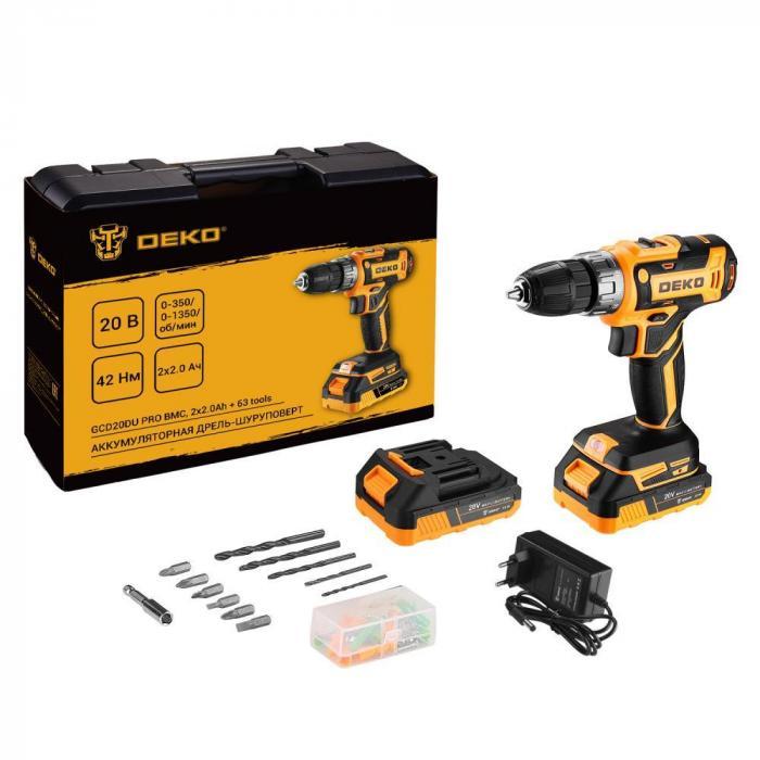 Дрель-шуруповерт аккумуляторная DEKO GCD20DU PRO SET