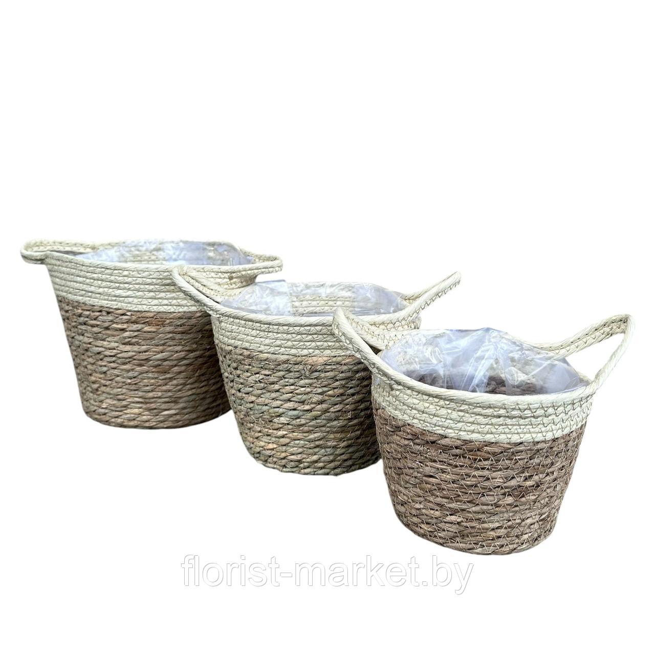 Набор корзин круглых (рогоз), 23 см, 20 см, 17 см, 3 шт.