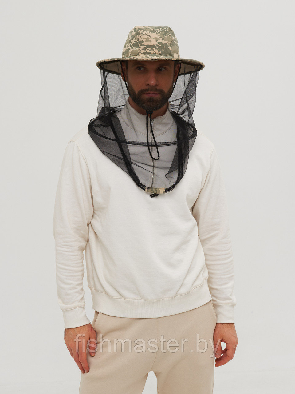 Панама-накомарник HUNTSMAN Антигнус c кольцом цв.Св.пиксель 128/2 тк.Смесовая Рип-Стоп