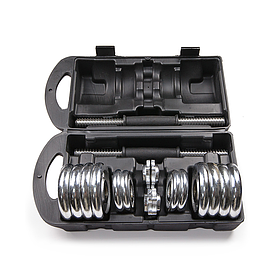 Набор гантелей хромированных AMETIST в чемодане 15 кг